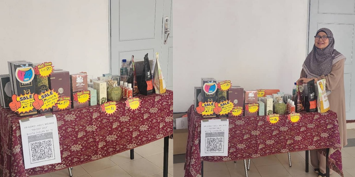 BOOTH PENGEDAR, PUAN ANIE YATT DI MELAKA SEMPENA PAY DAY SALE LEMBAGA HASIL DALAM NEGERI 26 FEBUARI 2025 
