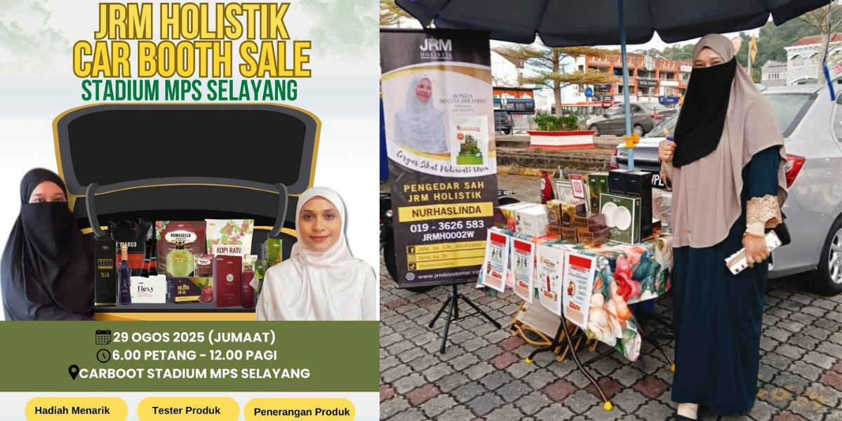 CAR BOOTH SALES OLEH PENGEDAR JRMNS, PUAN HASLINDA DAN PUAN BAIZURA DI STADIUM MPS SELAYANG